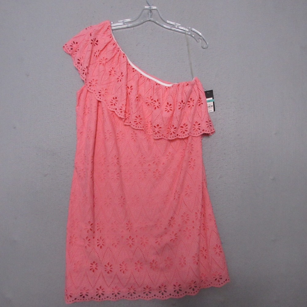Crown Ivy Dress Plus 16‎ Orange Floral One Shoulder Eyelet Coquette Romantic